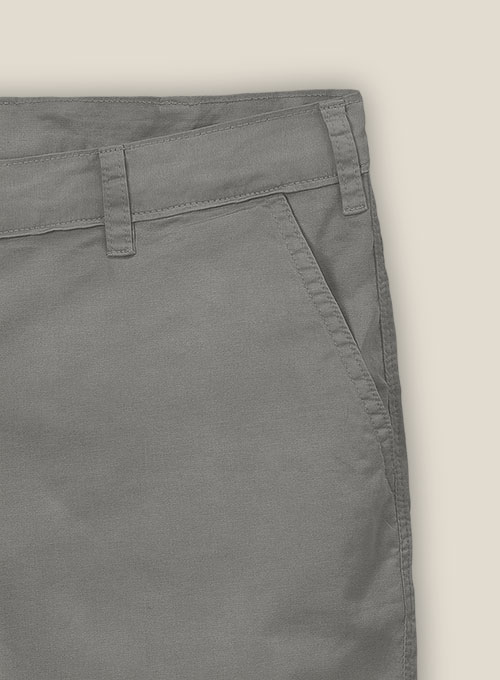 Gray Feather Cotton Canvas Stretch Shorts