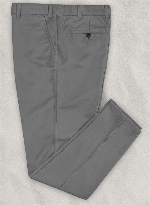Gray Feather Cotton Canvas Stretch Chino Pants - Click Image to Close