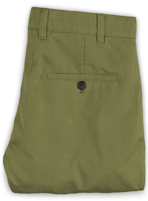 Green Feather Cotton Canvas Stretch Chino Pants - Click Image to Close