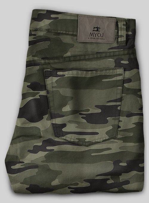 Green Stretch Camo Jeans - Click Image to Close