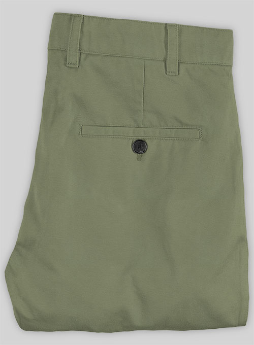 Green Feather Cotton Canvas Stretch Chino Pants