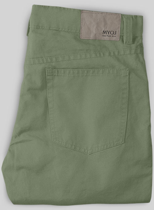 Green Cotton Power Stretch Chino Jeans - Click Image to Close