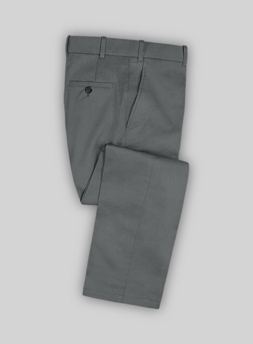Gray Cotton Power Stretch Chino Pants