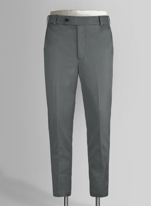 Gray Cotton Power Stretch Chino Pants - Click Image to Close