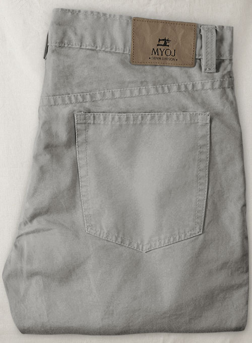 Gray Feather Cotton Canvas Stretch Jeans - Click Image to Close