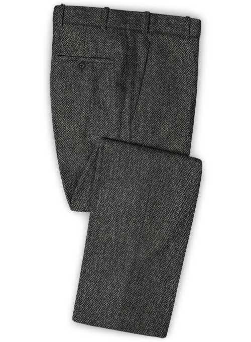 Harris Tweed Dark Gray Herringbone Pants