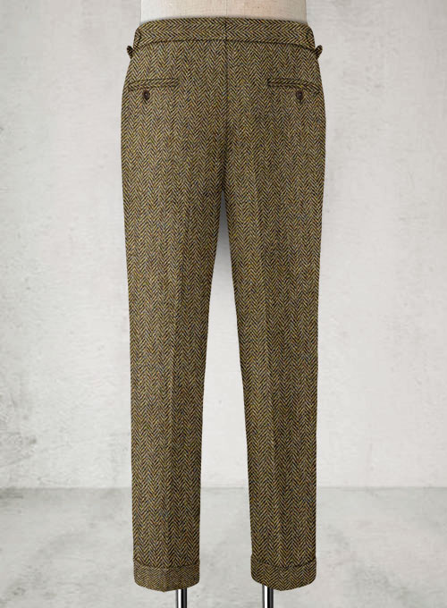 Harris Tweed Hebridean Brown Herringbone Highland Trousers - Click Image to Close