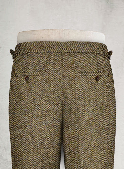 Harris Tweed Hebridean Brown Herringbone Highland Trousers - Click Image to Close