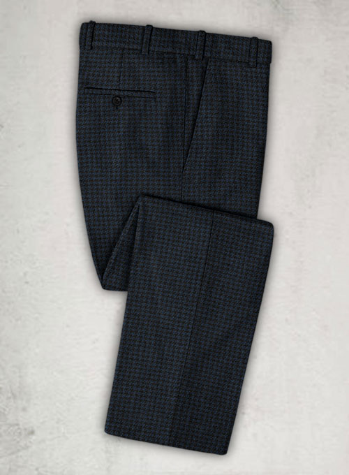 Houndstooth Dark Blue Tweed Pants