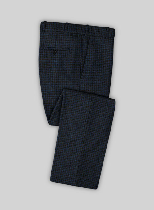 Houndstooth Dark Blue Tweed Pants