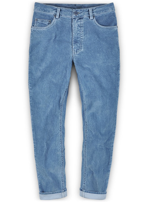 Indigo Corduroy Stretch Jeans - Light Blue : Made To Measure Custom ...