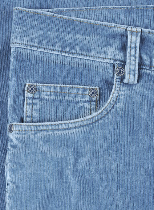 Indigo Corduroy Stretch Jeans - Light Blue - Click Image to Close