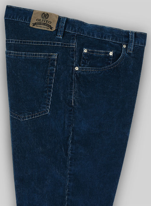 Indigo Corduroy Stretch Jeans - Hard Wash - Click Image to Close