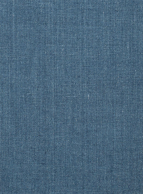 Indigo Blue Pure Linen Pants - Click Image to Close