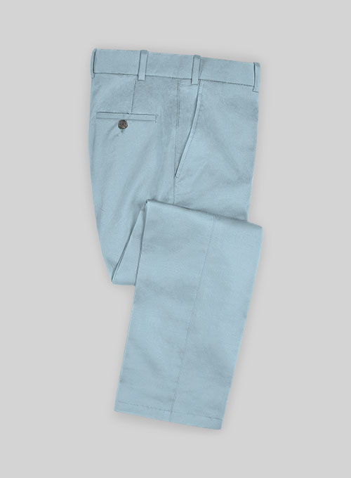 Italian Calm Blue Cotton Pants : Made To Measure Custom Jeans