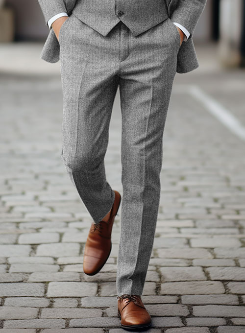 Italian Empire Gray Tweed Pants - Click Image to Close