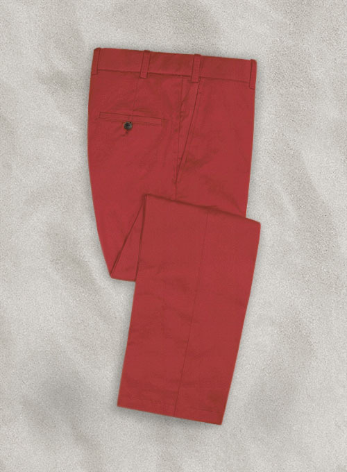 Italian Gimson Red Cotton Stretch Pants