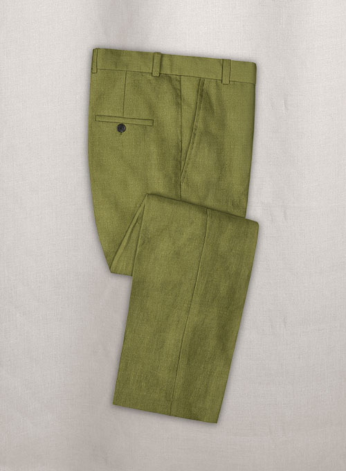 Pure Neon Green Linen Pants : Made To Measure Custom Jeans