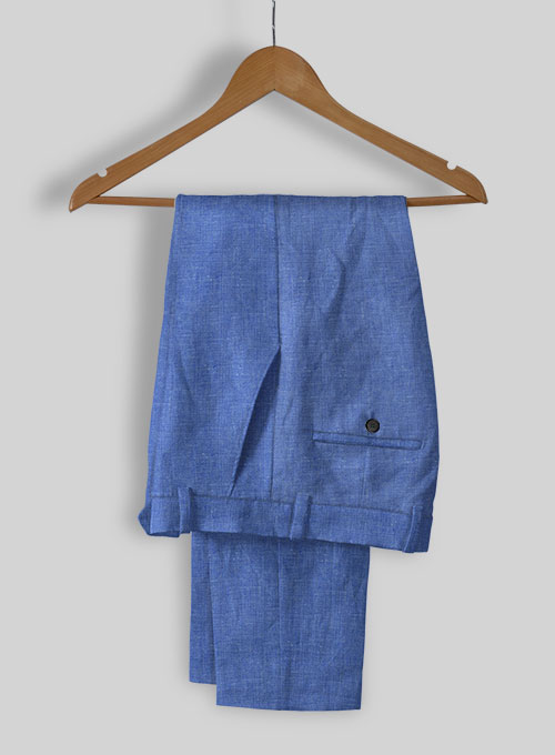 Italian Linen Smoked Blue Pants - Click Image to Close