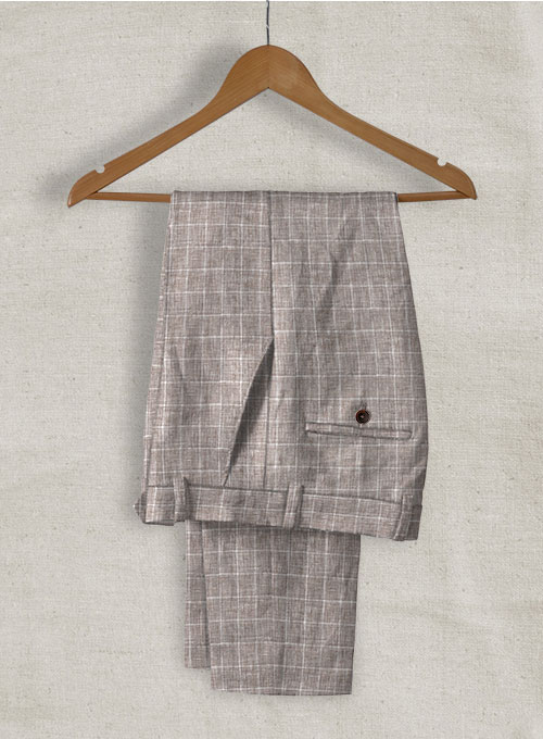 Italian Linen Lusso Brown Pants - Click Image to Close