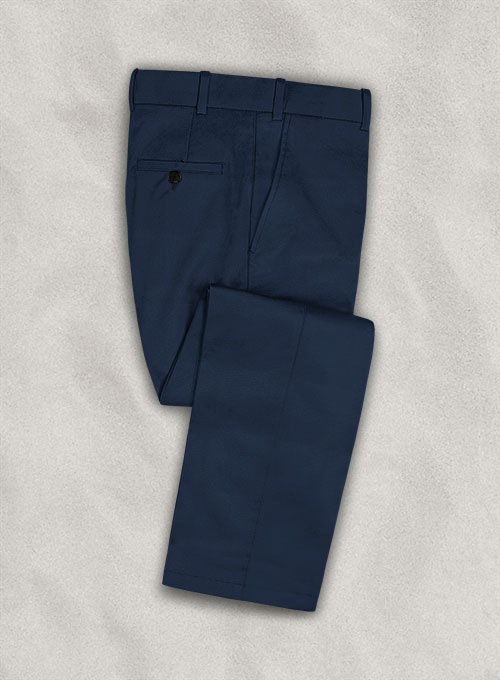 Navy Stretch Cotton Trousers - Roderick Charles