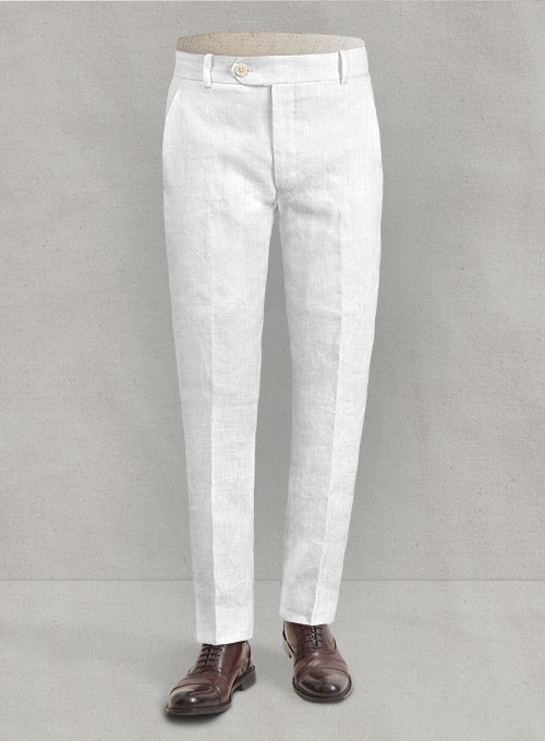 Italian Linen White Herringbone Pants
