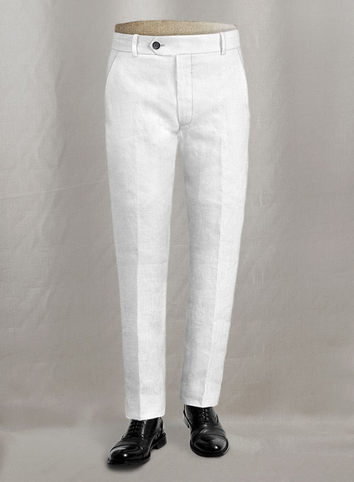 Italian Linen Cavalry White Pants