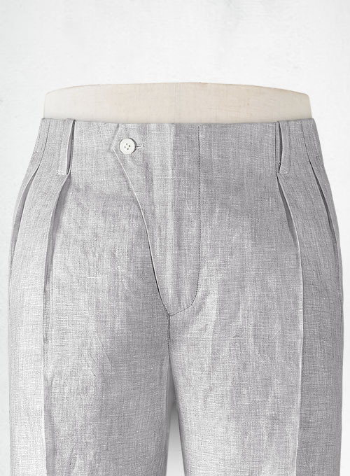 Italian Zod Light Gray Vintage Manny Linen Trousers