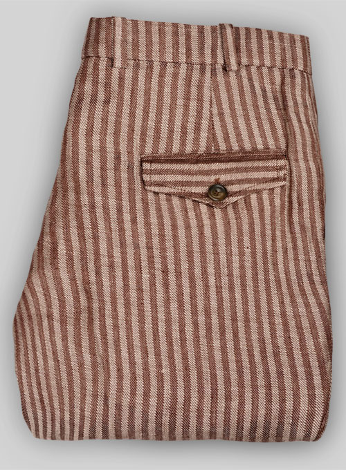 Men's Beige Herringbone Tailored Linen Italian Suit Pants – 1913 Collection