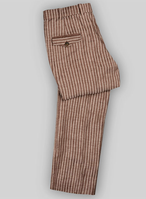 Italian Brown Stripe Linen Pants