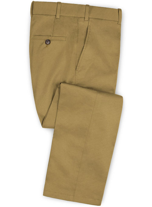 Khaki Feather Cotton Canvas Stretch Pants : Made To Measure Custom ...
