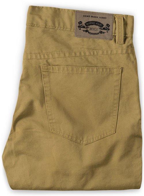 Khaki Feather Cotton Canvas Stretch Jeans - Click Image to Close