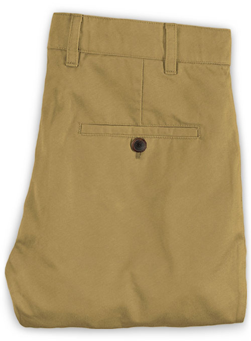 Khaki Feather Cotton Canvas Stretch Chino Pants - Click Image to Close