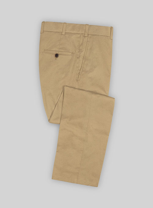 Khaki Feather Cotton Canvas Stretch Pants