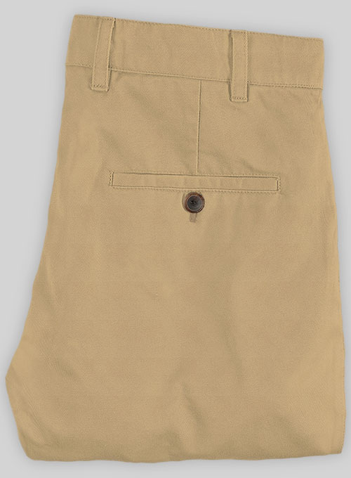 Khaki Feather Cotton Canvas Stretch Chino Pants - Click Image to Close