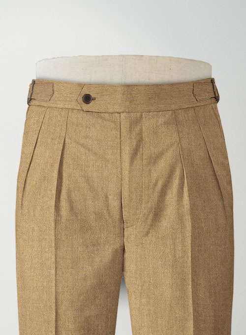 Khaki Highland Flannel Wool Trousers - Click Image to Close