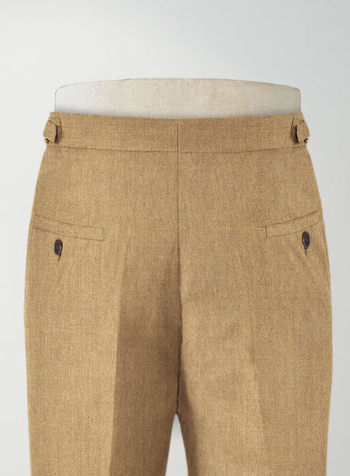 Khaki Highland Flannel Wool Trousers - Click Image to Close