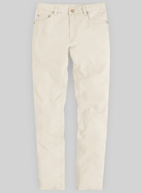 Light Beige Feather Cotton Canvas Stretch Jeans