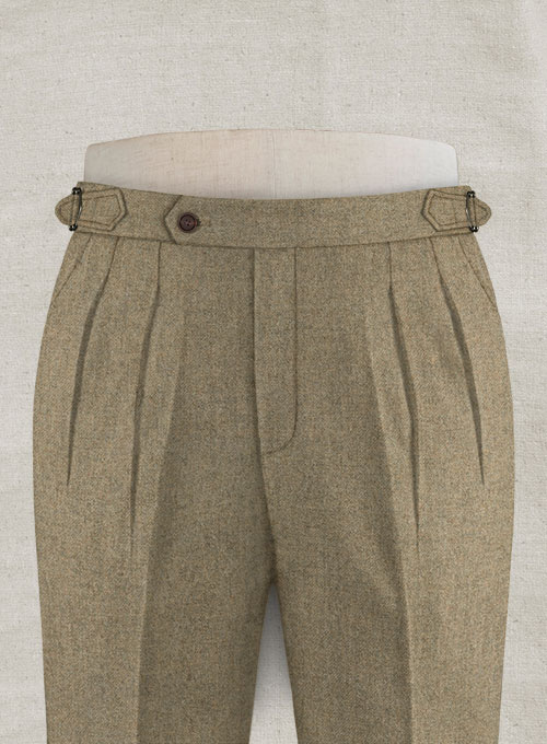 Light Weight Melange Brown Highland Tweed Trousers - Click Image to Close