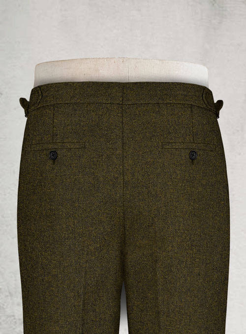 Light Weight Melange Green Highland Tweed Trousers