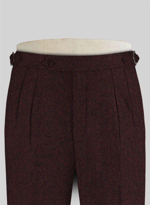 Light Weight Melange Wine Highland Tweed Trousers - Click Image to Close