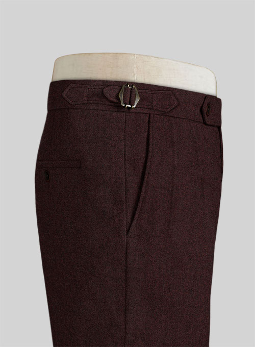 Light Weight Melange Wine Highland Tweed Trousers