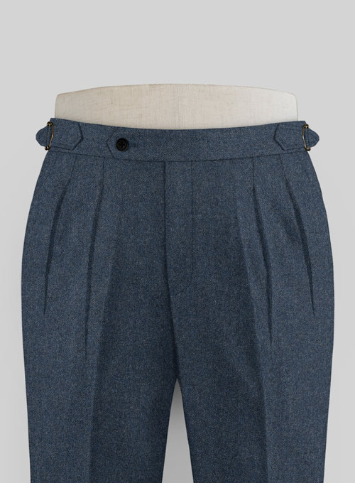 Light Weight Bond Blue Highland Tweed Trousers