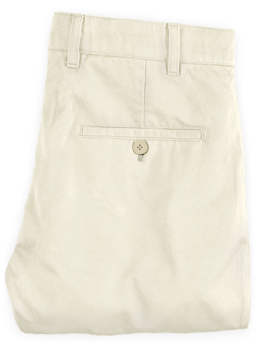Light Beige Feather Cotton Canvas Stretch Chino Pants