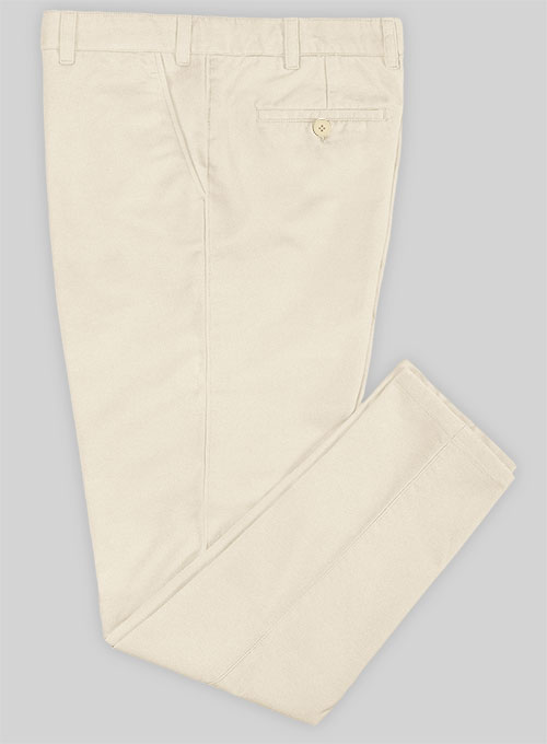 Light Beige Feather Cotton Canvas Stretch Chino Pants