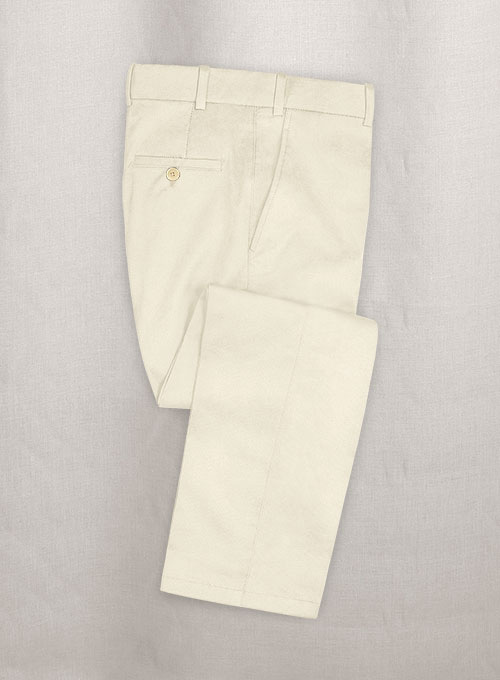 Light Beige Feather Cotton Canvas Stretch Pants