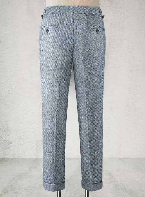 Light Blue Denim Highland Tweed Trousers - Click Image to Close