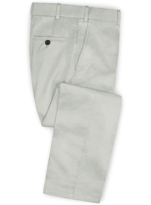 Light Gray Feather Cotton Canvas Stretch Pants