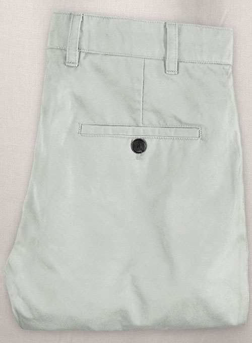 Light Gray Feather Cotton Canvas Stretch Chino Pants - Click Image to Close