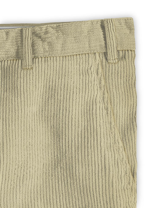 Light Khaki Thick Corduroy Trousers - 8 Wales